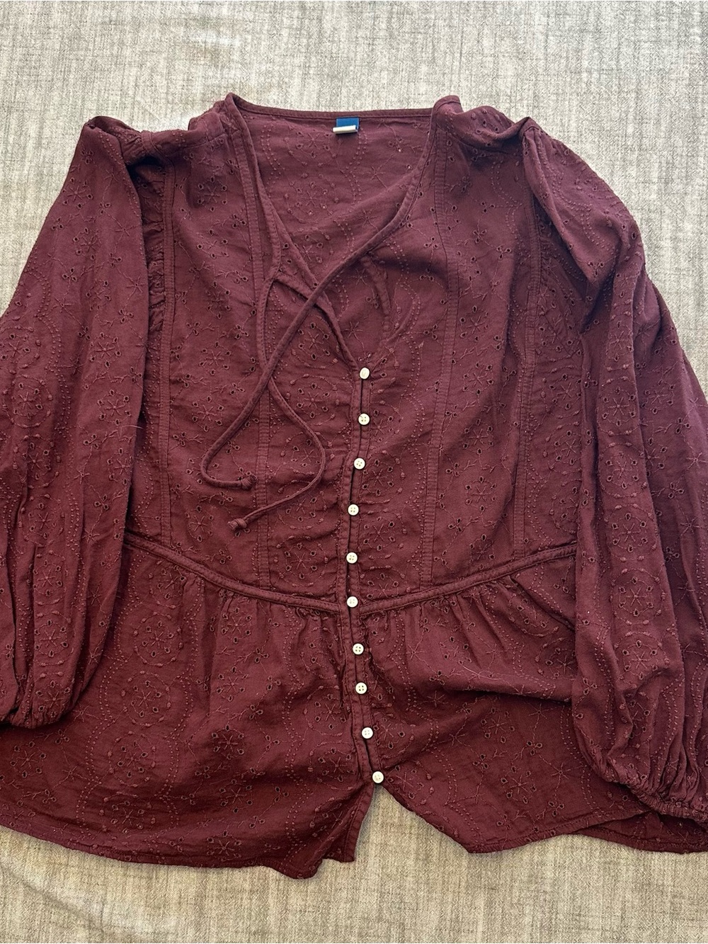 Old Navy Burgundy Eyelet Button-Front Tunic